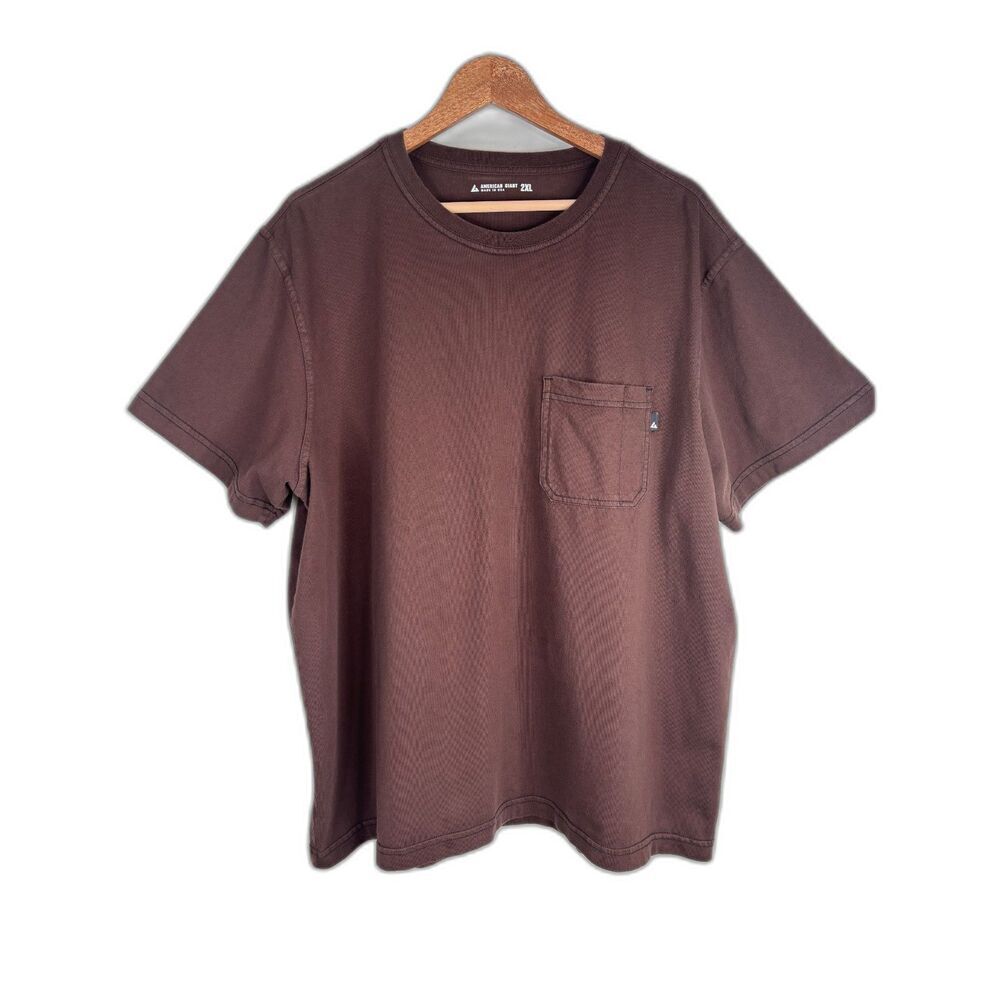 American Giant Short Sleeve Pocket T Shirt XXL Chocolate Brown USA 100% Cotton